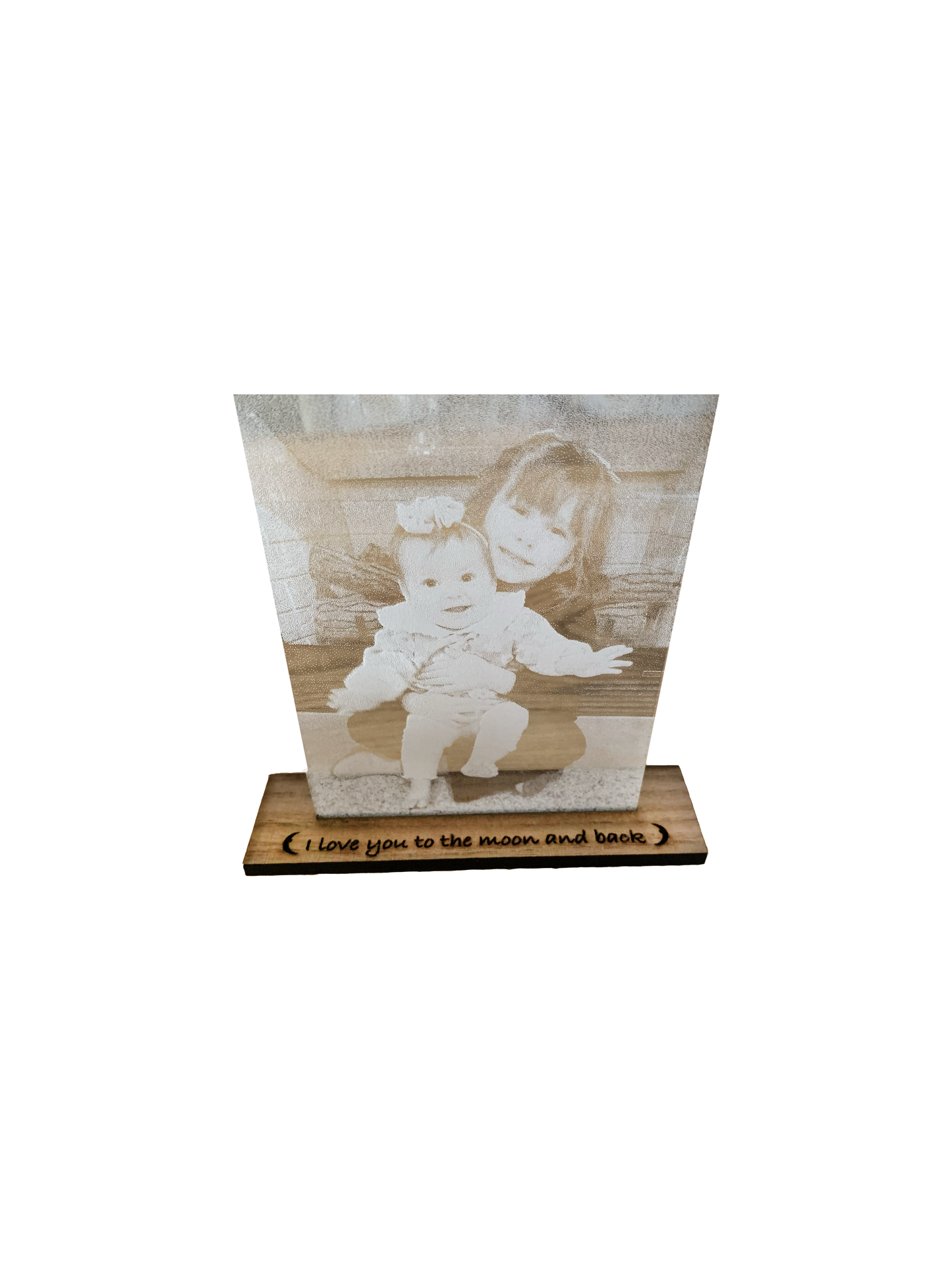 Custom Order Acrylic 4X6 Horizontal or Vertical  Photo Print with custom walnut wood base